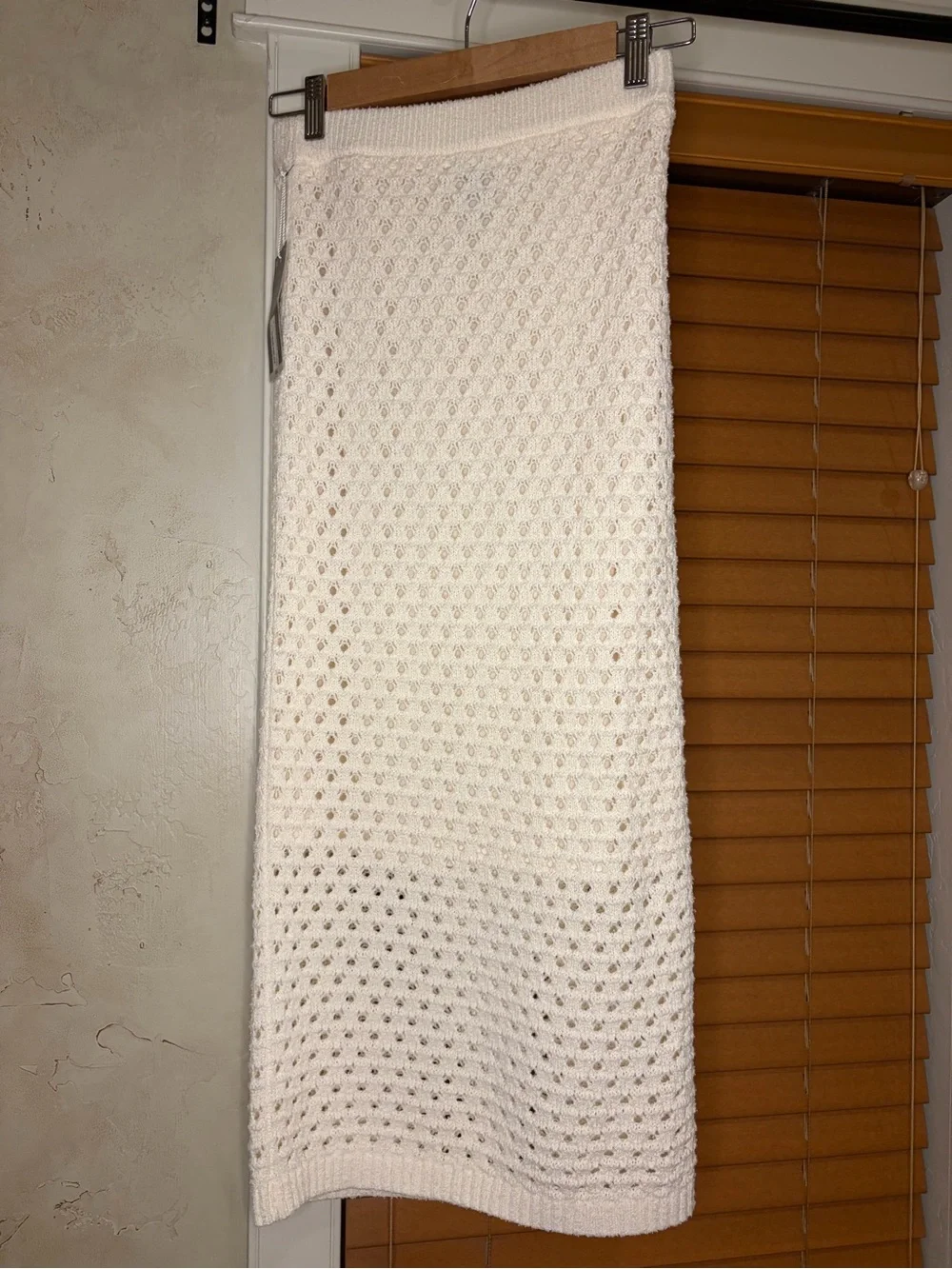 Worthington Cream Crochet Panel Curtain - Openwork Texture